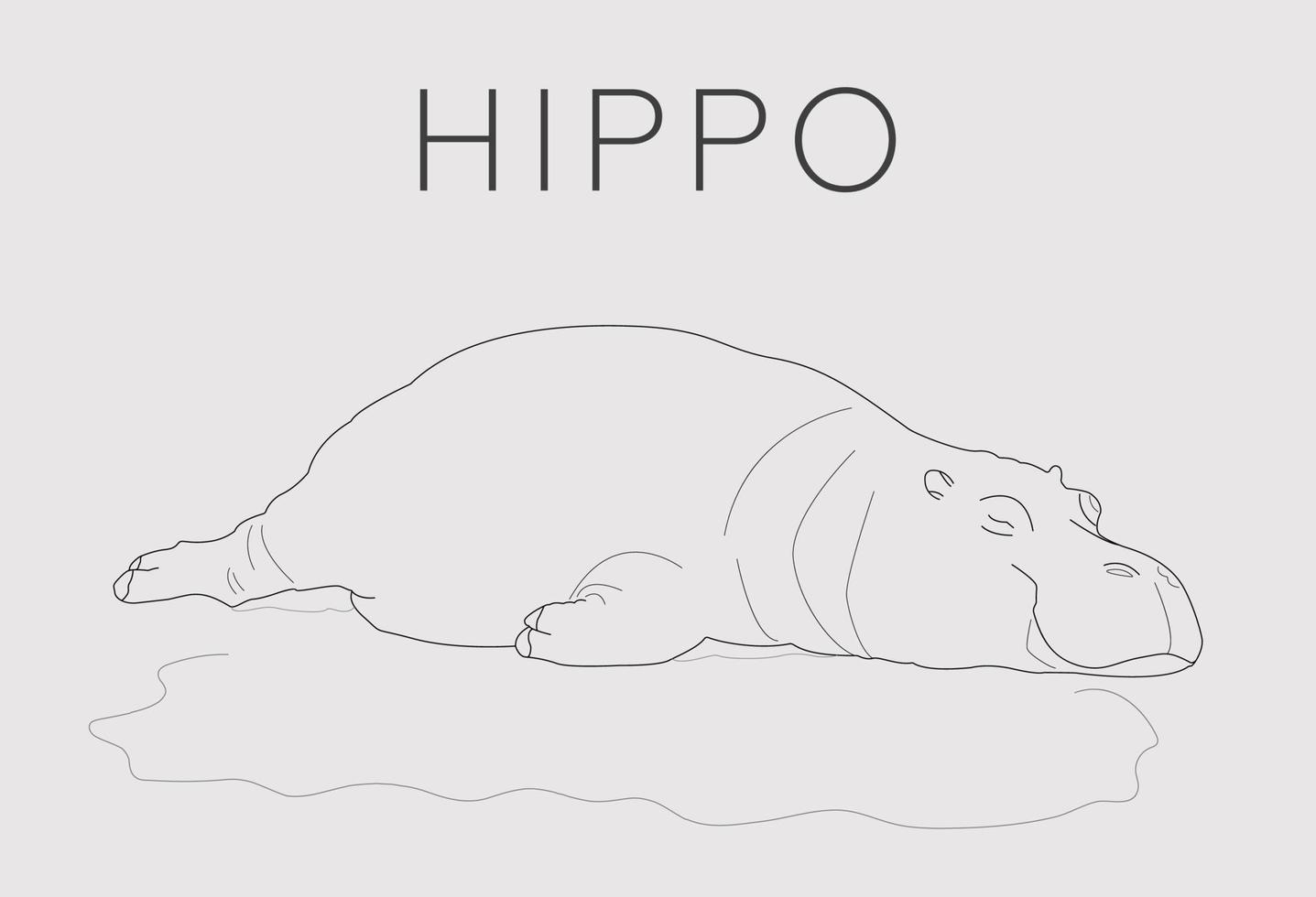 Sleeping hippopotamus on a light backgroundHippopotamus vector isolated outline icon for web design, poster, card