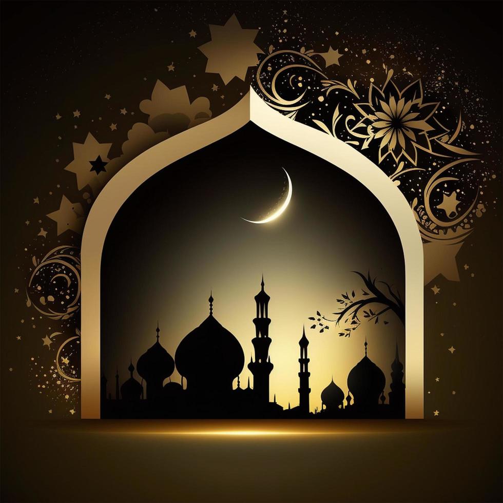 Arabic Islamic Background with Mosque and Ramadan Background photo
