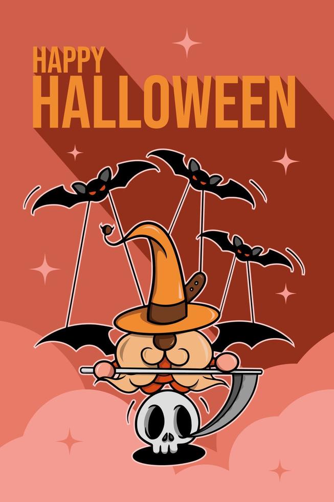 Halloween Gnome. Vector, vintage style. vector