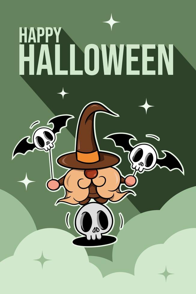 Halloween Gnome. Vector, vintage style. cartoon 70s vector