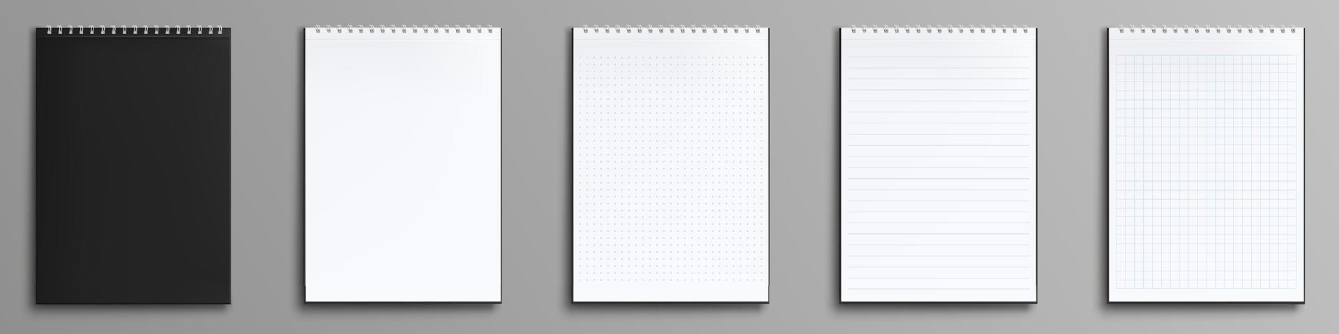 cuadernos, papel libretas con espiral aglutinantes vector