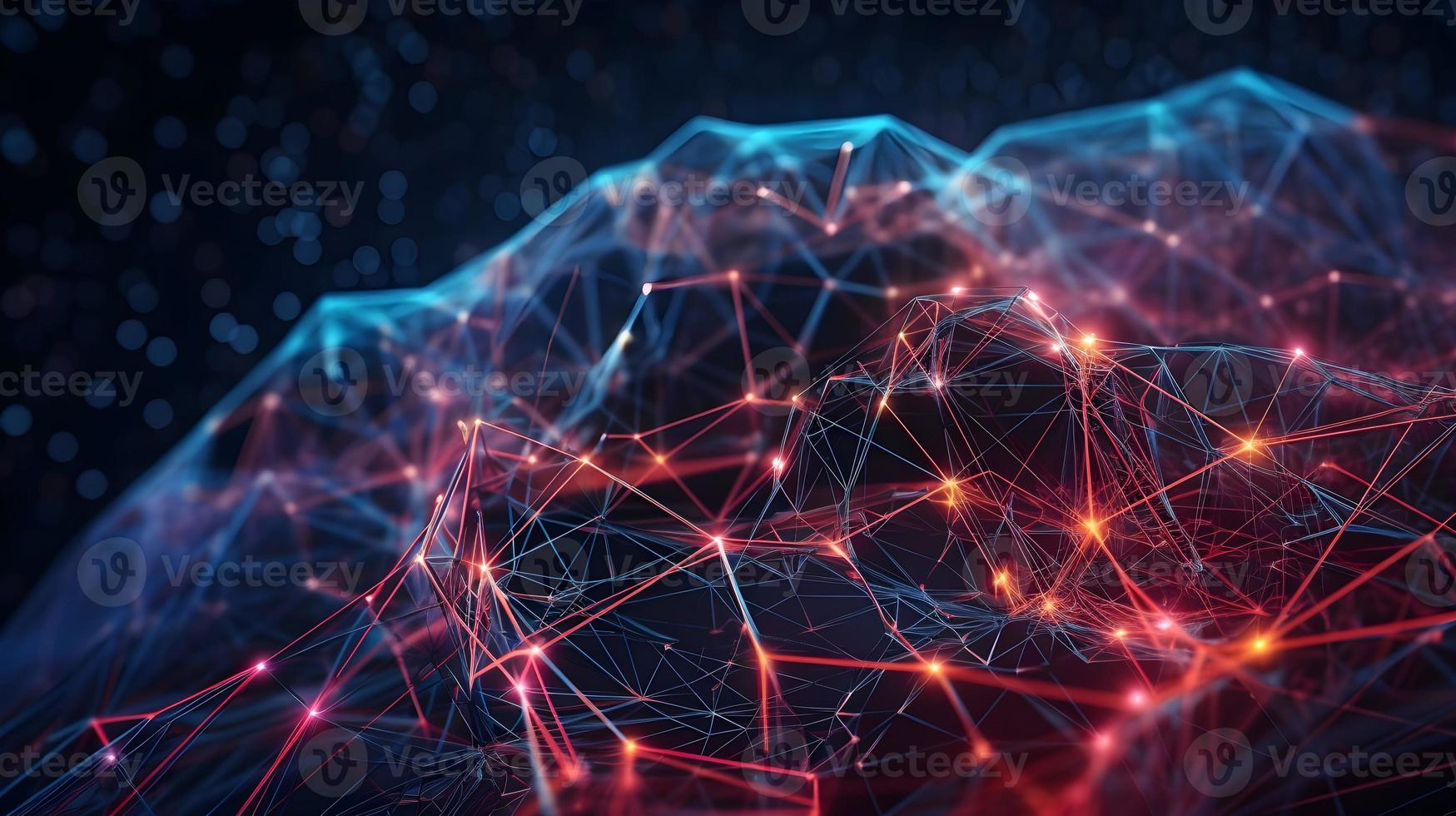 Abstract Technology Network Structure Dark Background photo