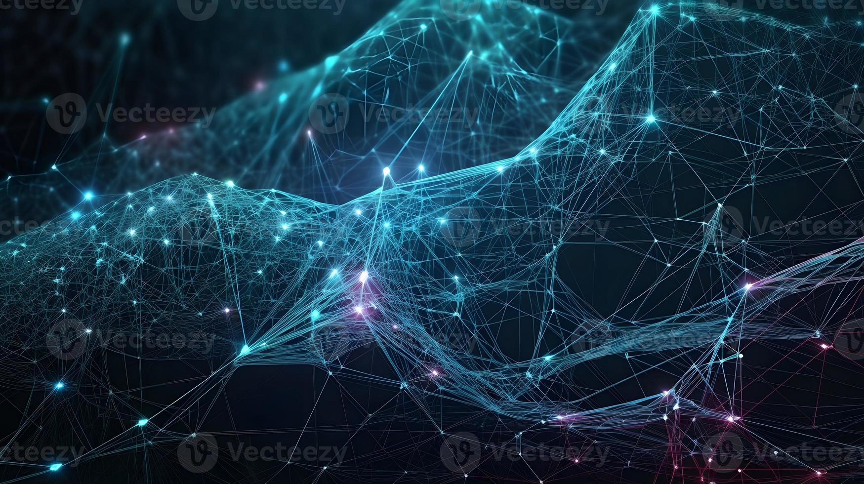 Abstract Technology Network Structure Dark Background photo