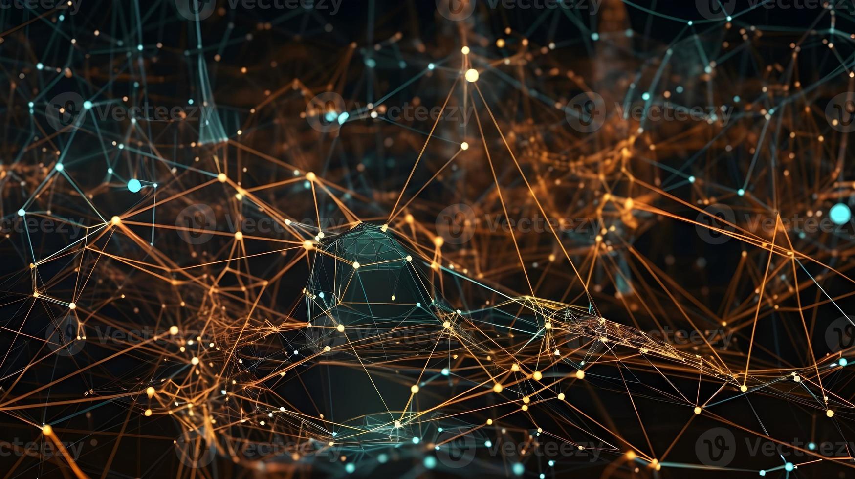 Abstract Technology Network Structure Dark Background photo