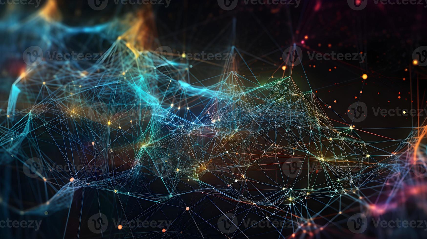 Abstract Technology Network Structure Dark Background photo