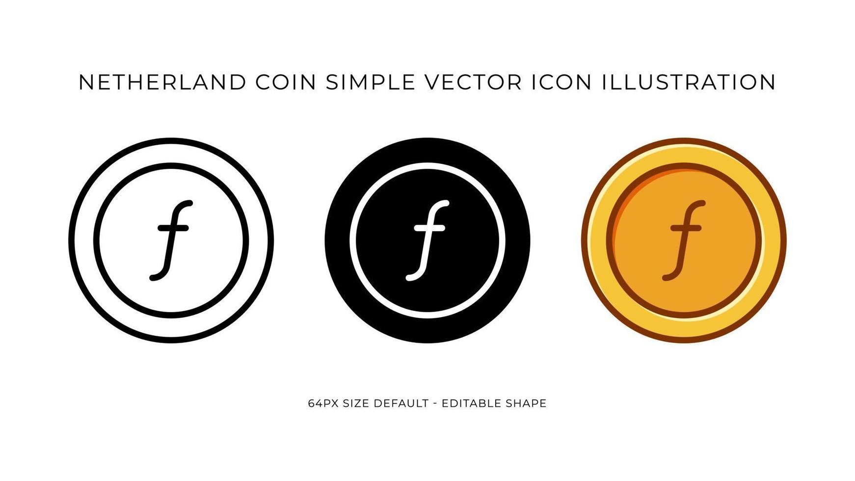 Netherland Guilder Coin Simple Vector Icon Illustration
