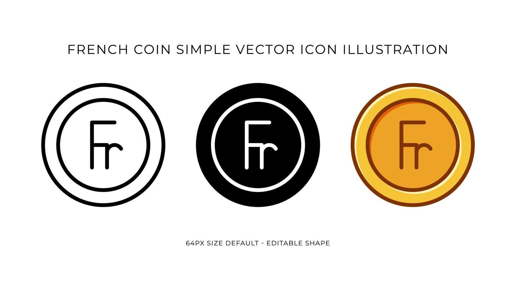 France Franc Coin Simple Vector Icon Illustration