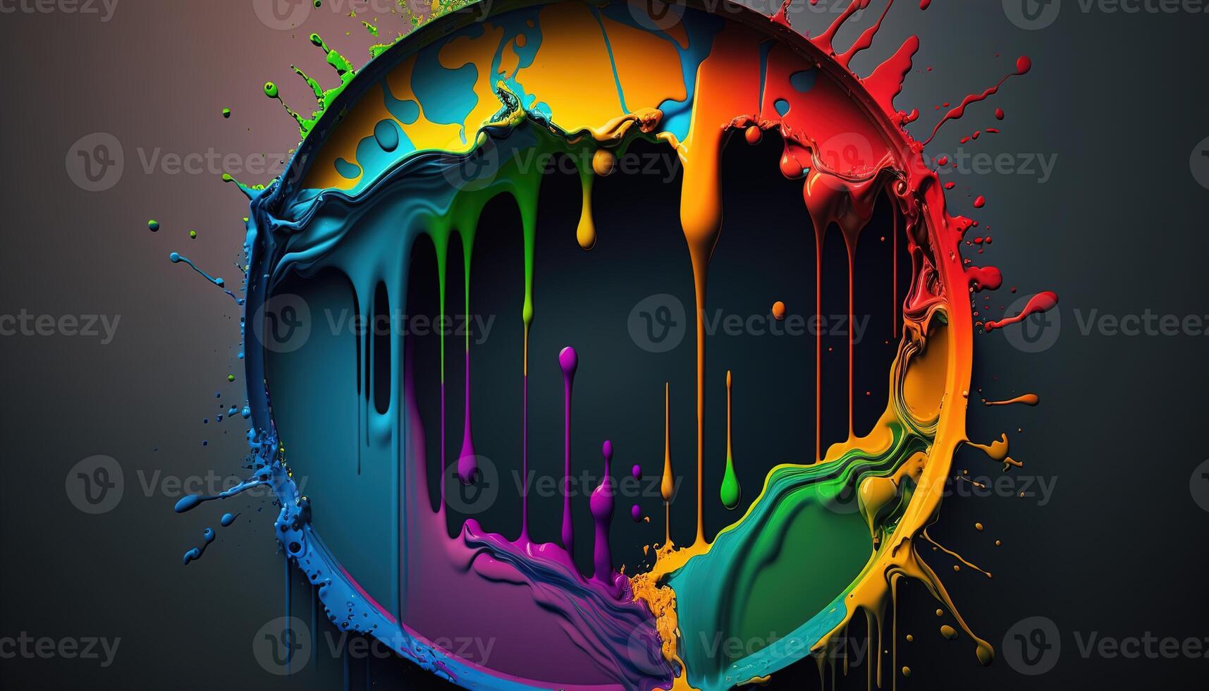 illustration of multicolored liquid ink chromatic circle on wall photo