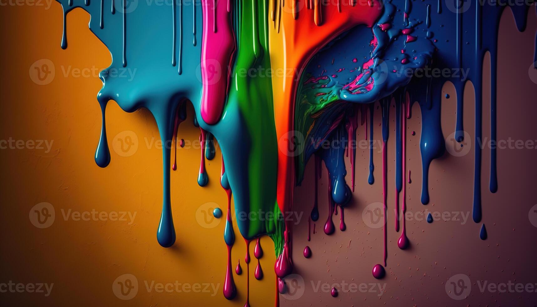 Dripping Paint Art on wall illustration photo