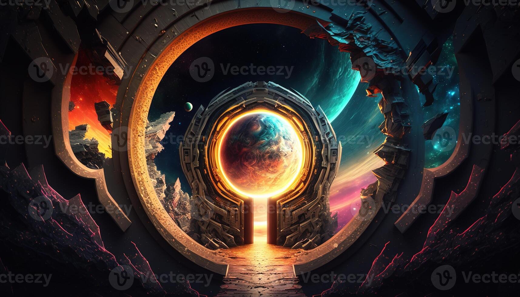 interdimensional gate that connects between our world and another world. photo