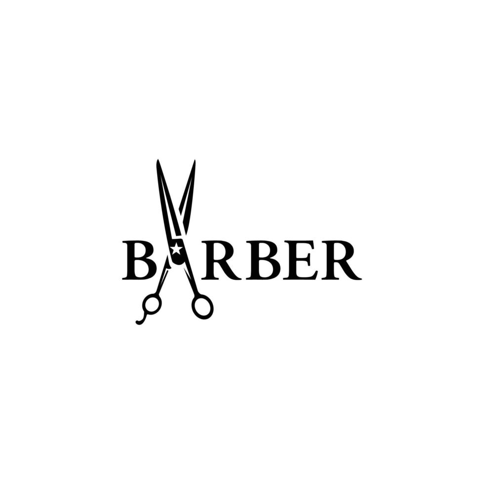Stylized of Barber shop logo template on white background vector illustration . barber shop silhouette.