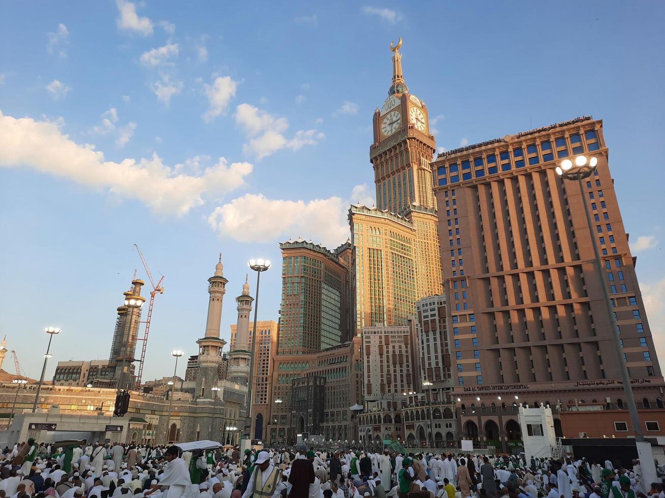 Mecca, Saudi Arabia, April 2023 - Pilgrims from different countries around the world are busy breaking their fast in the courtyard outside Masjid al-Haram. photo