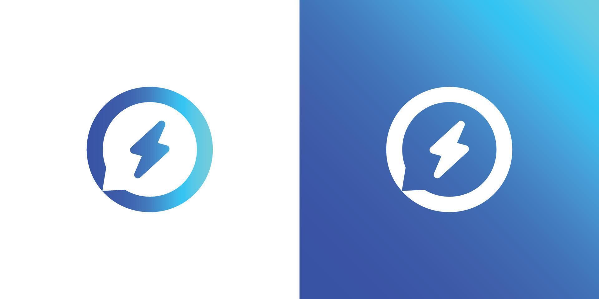Instant chat or chat bubble and thunder icon logo design template vector