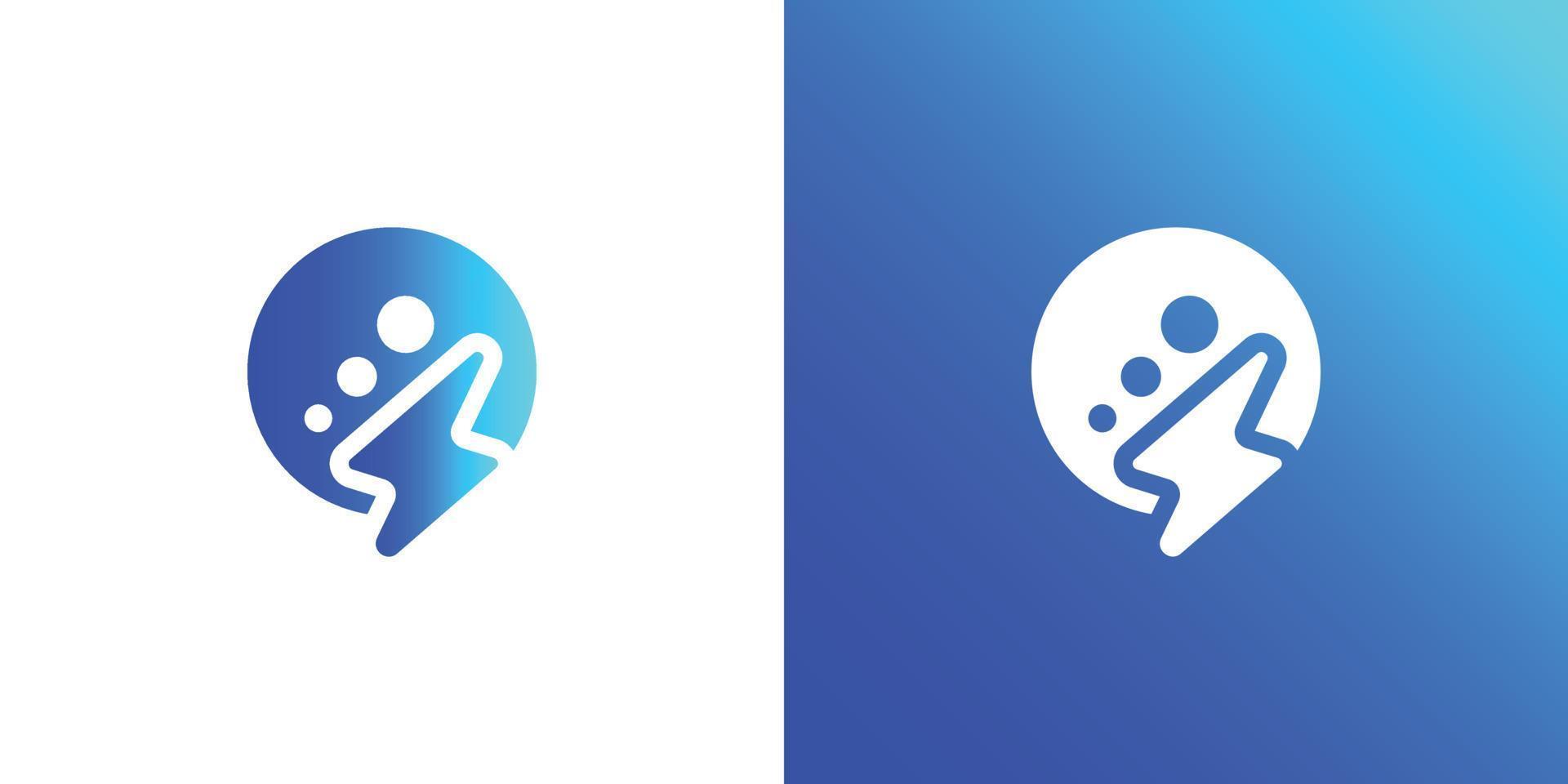 Instant chat or chat bubble and thunder icon logo design template vector