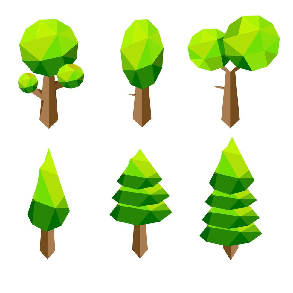 low poly tree collecting vector design