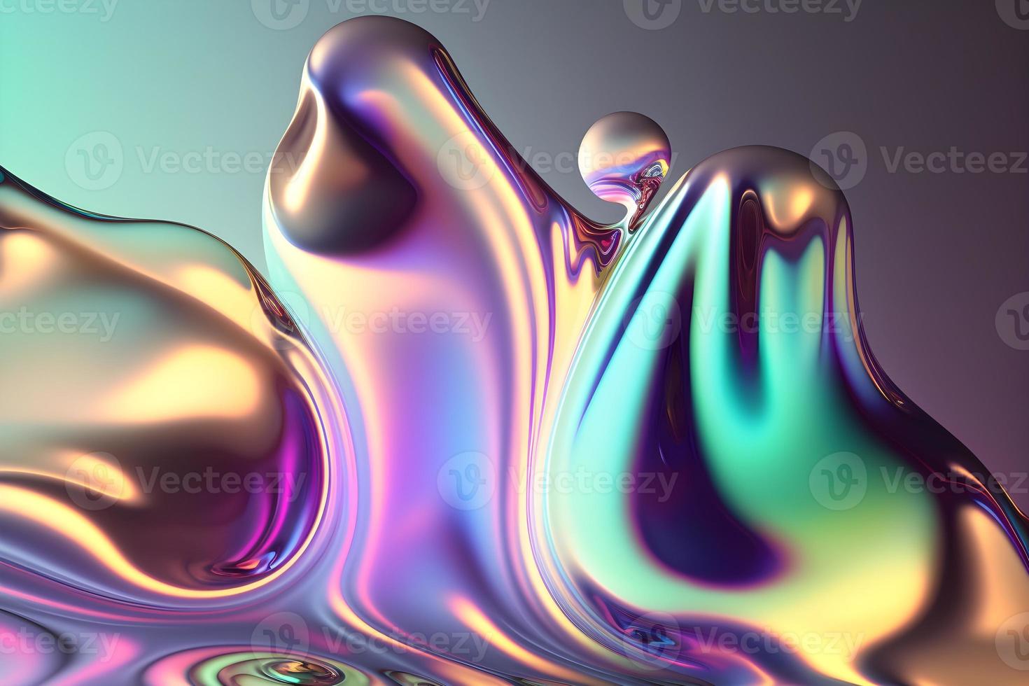 Organic 3D Fluid Holographic Iridescent Background with Colorful Gradient Material, Design Visual for Wallpaper, Banner, or Cover, Pro Photo