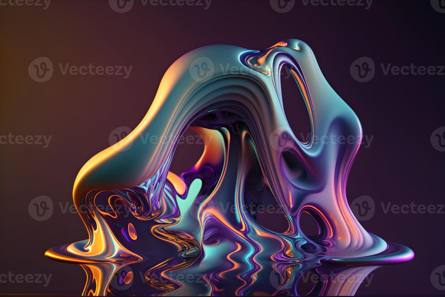 Organic 3D Fluid Holographic Iridescent Background with Colorful Gradient Material, Design Visual for Wallpaper, Banner, or Cover, Pro Photo