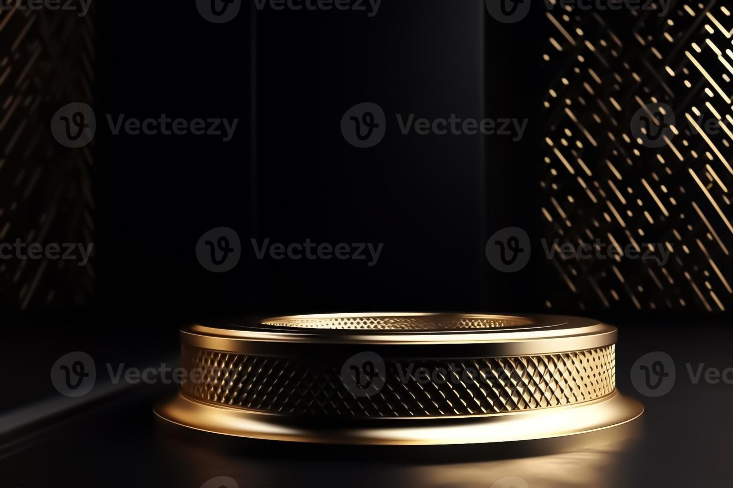 Luxury golden 3d circular podium for showcasing products, Empty elegant and premium showcasing space to promote or market products, Empty podium for product presentation,empty luxury podium background photo