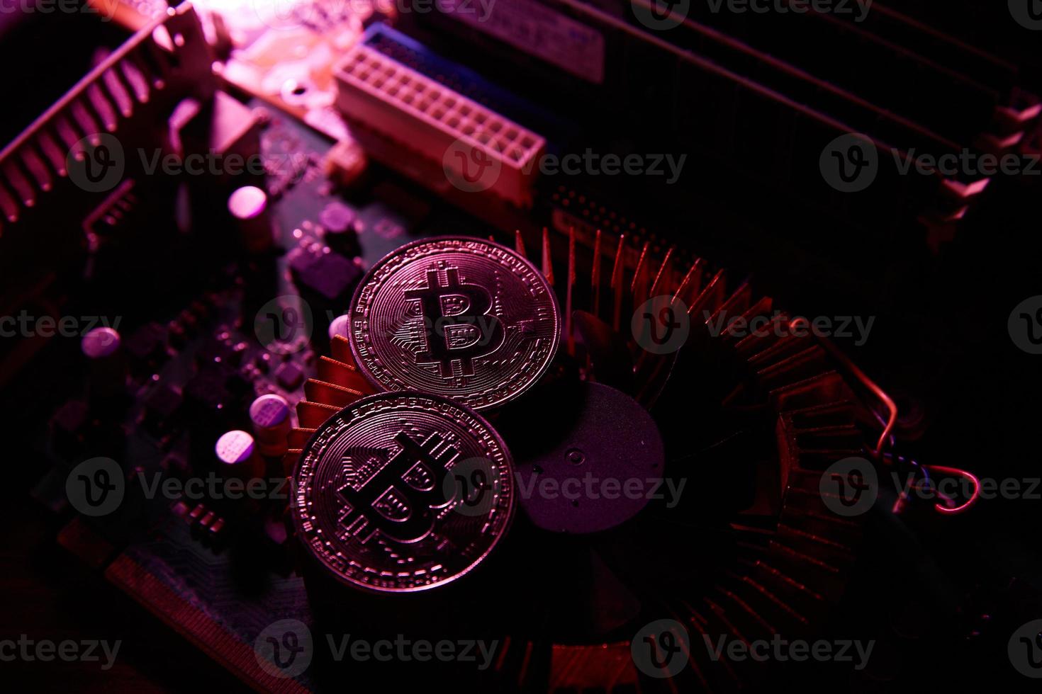 cryptocurrency, bitcoin on a chip, blockchain photo