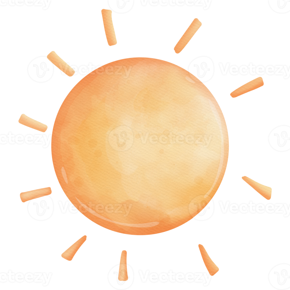 Aquarell süß Sonne, Sommer- Element auf Strand, Sommer- Illustration png