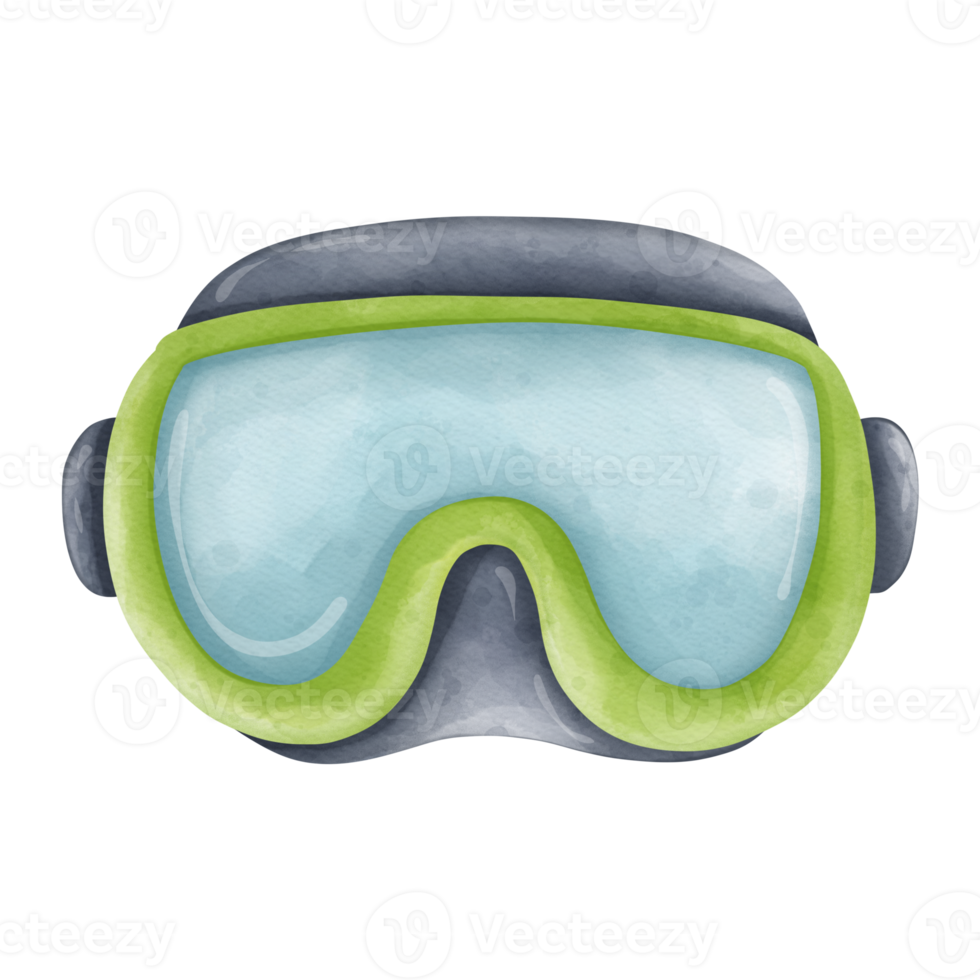 Watercolor diving goggles, summer element on beach, Summer illustration png