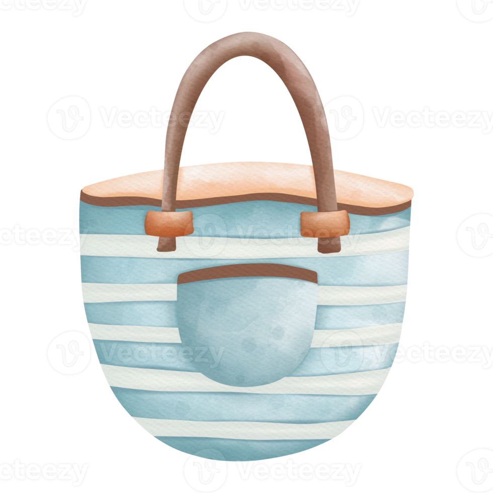 Watercolor Summer beach bag, summer element on beach, Summer illustration png