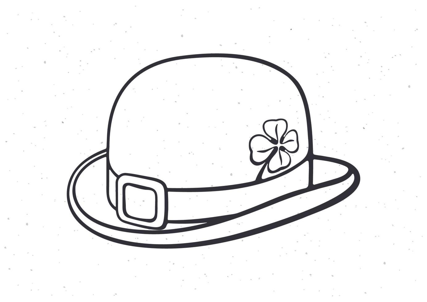 Hand drawn doodle of bowler hat with buckle and clover vector