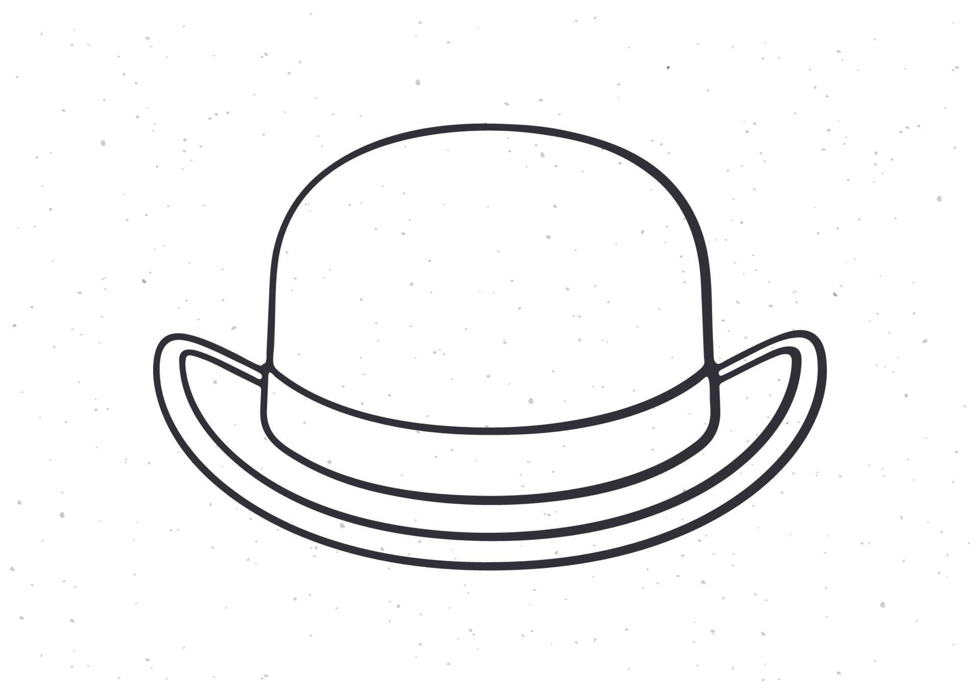 Hand drawn doodle of retro bowler hat front view 22376188 Vector Art at