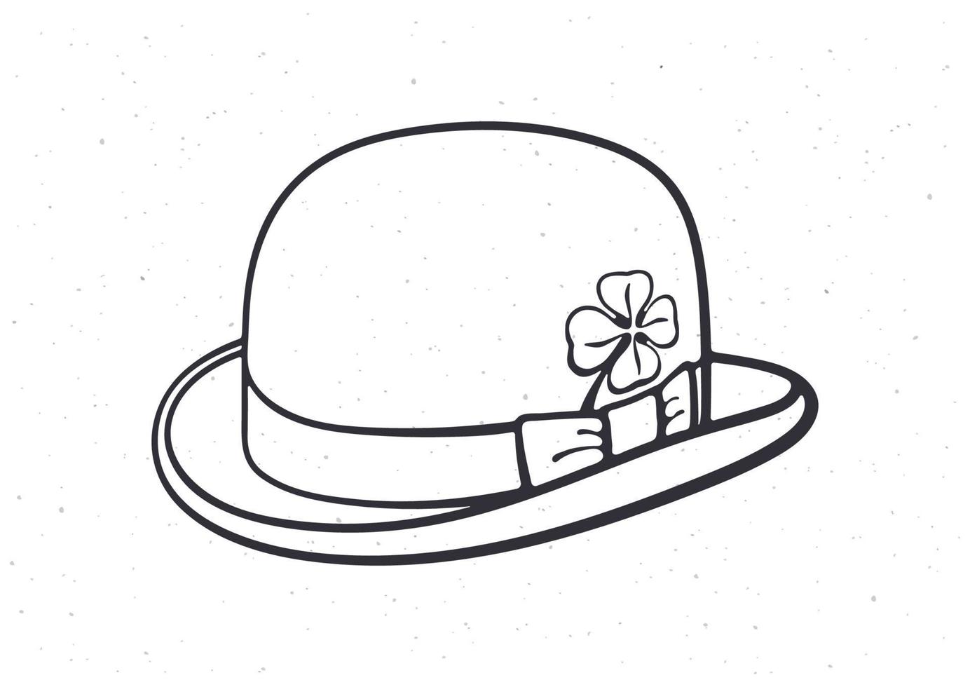 Hand drawn doodle of bowler hat with clover vector