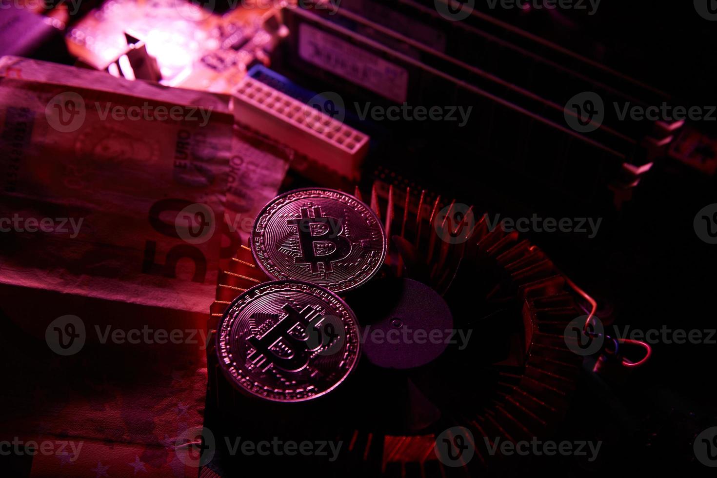 cryptocurrency, bitcoin on a chip, blockchain photo