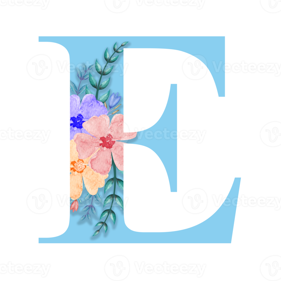 Floral Alphabet, Botanical Letter Clipart Design png