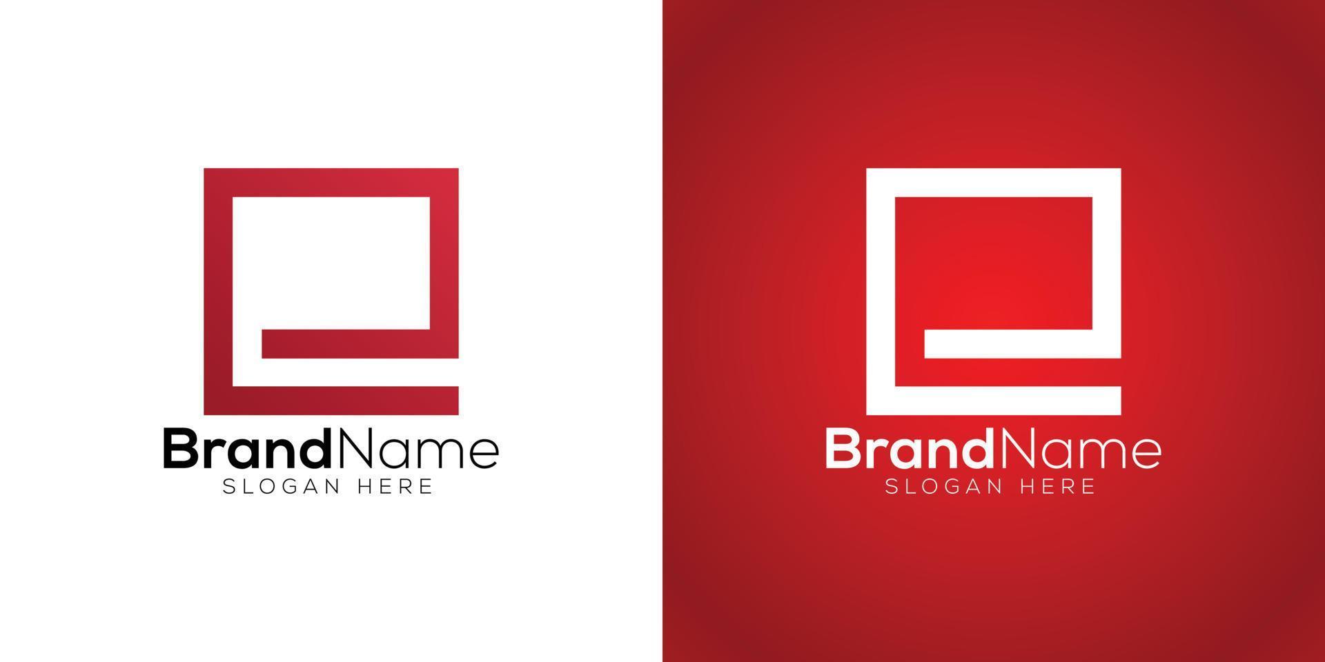 Letter e square logo design template vector