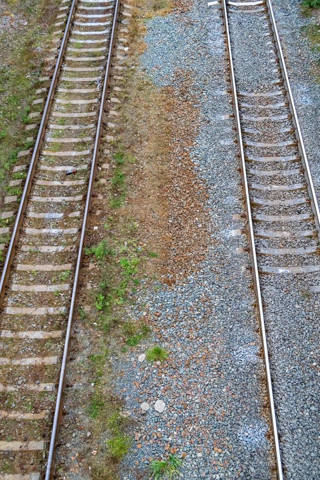 Photography to theme railway track after passing train on railroad photo