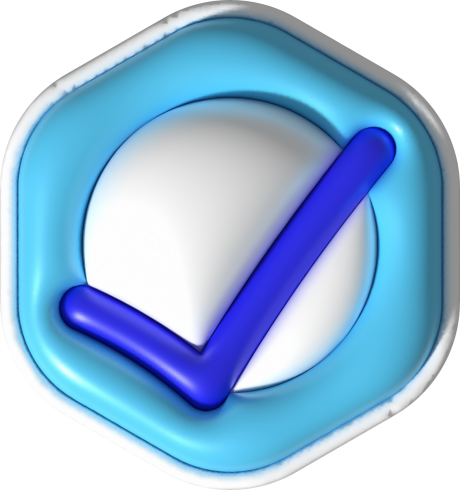 3D illustration Like or correct symbol,Confirmed or approved button png