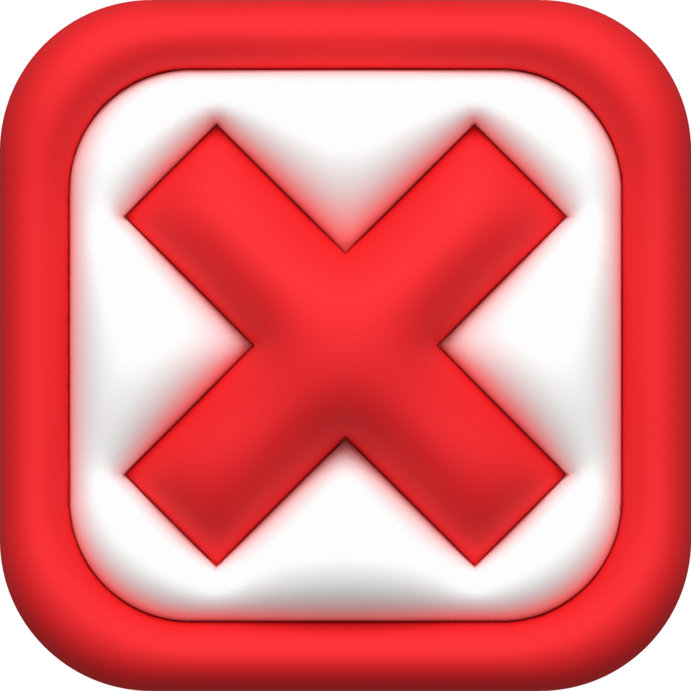 cross check mark icon button and no or wrong symbol on reject cancel sign button . rendering 3D. png