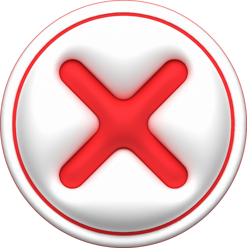 cross check mark icon button and no or wrong symbol on reject cancel sign button . rendering 3D. png