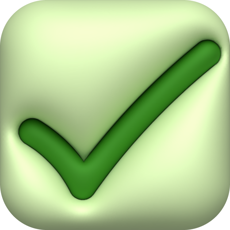3D illustration Like or correct symbol,Confirmed or approved button png