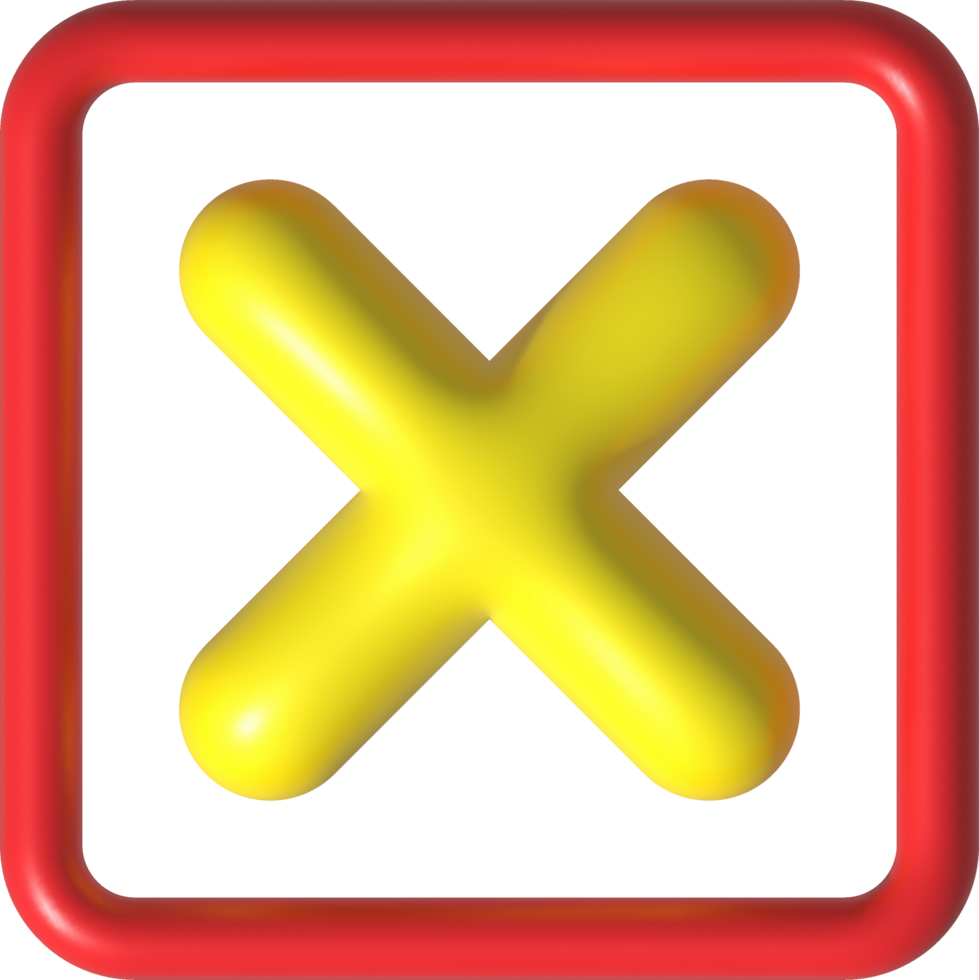 cross check mark icon button and no or wrong symbol on reject cancel sign button . rendering 3D. png