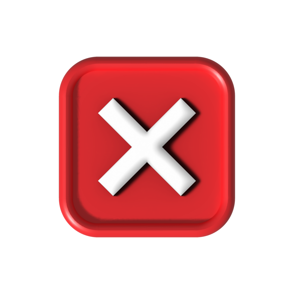 cross check mark icon button and no or wrong symbol on reject cancel sign button . rendering 3D. png