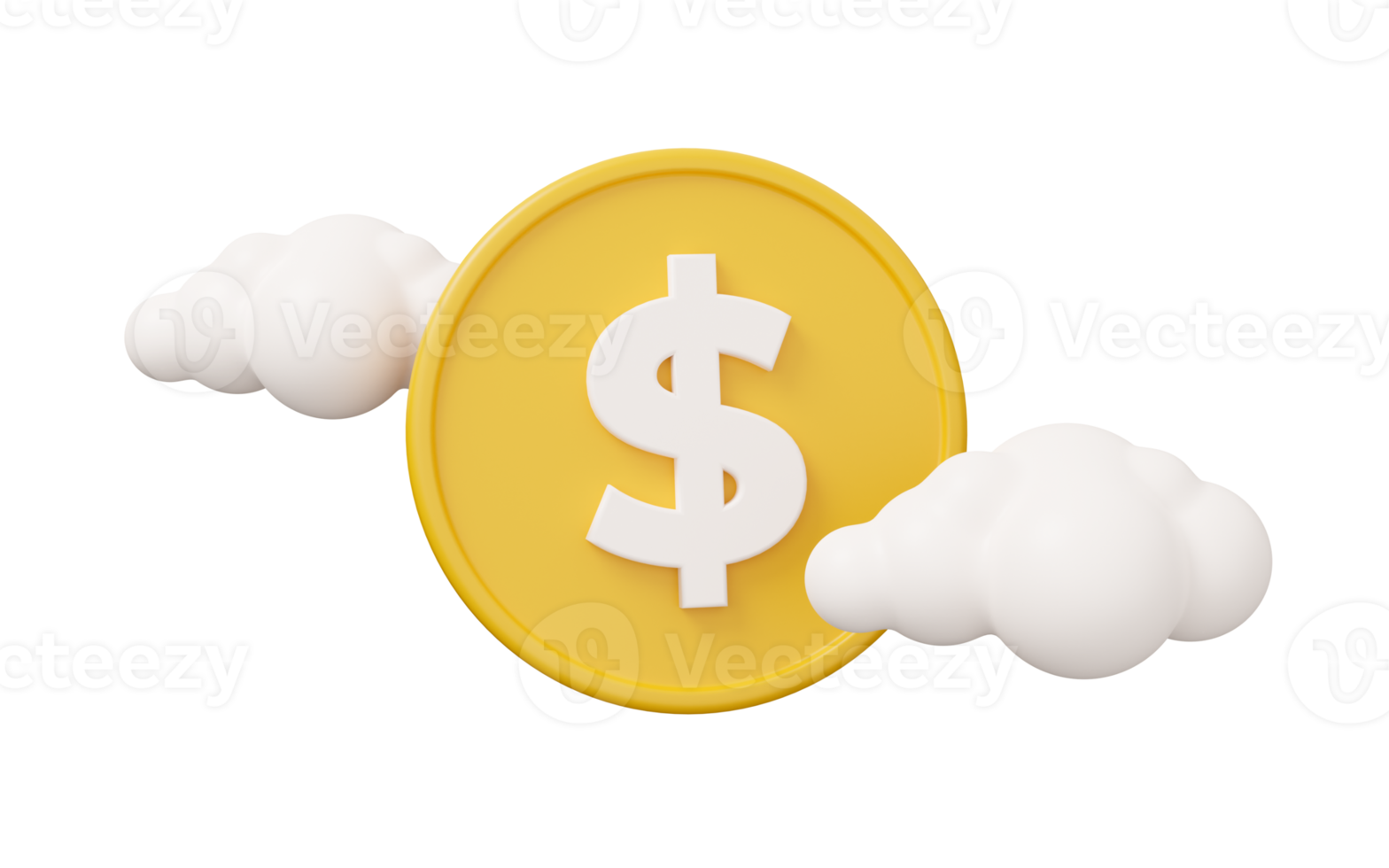 cloud coin money 3d illustration png