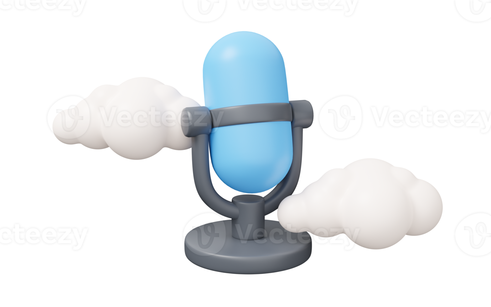 podcast microphone cloud 3d illustration png