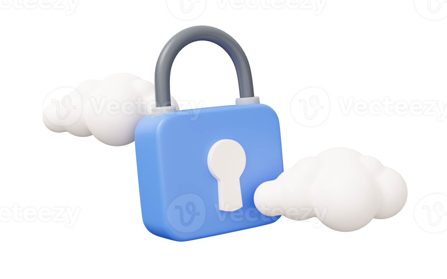 padlock cloud 3d illustration png