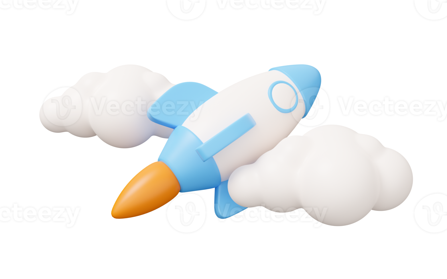 cohete nube 3d hacer png