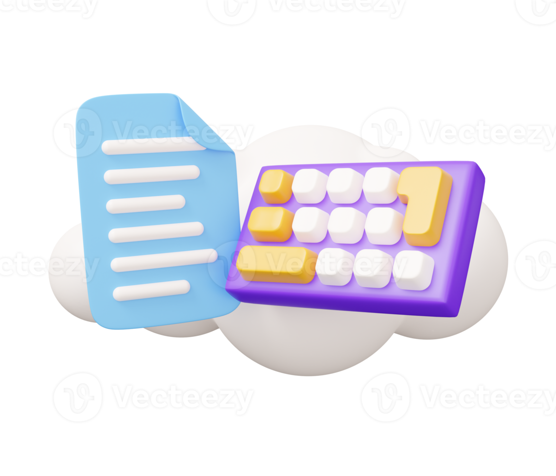 document keyboard cloud 3d illustration png