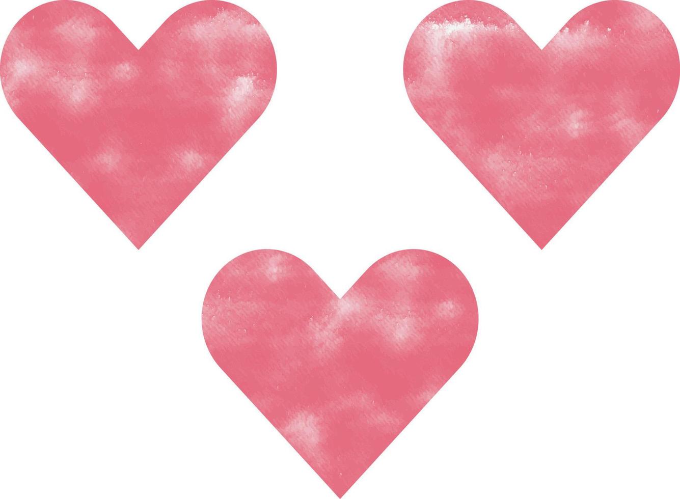 Set of red hearts in watercolor vector