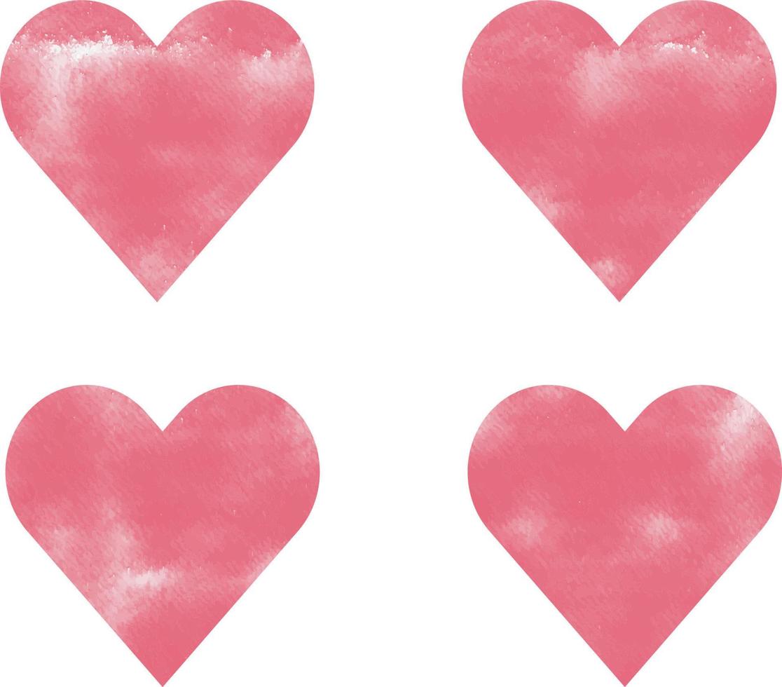 Set of hand painted watercolor hearts vector