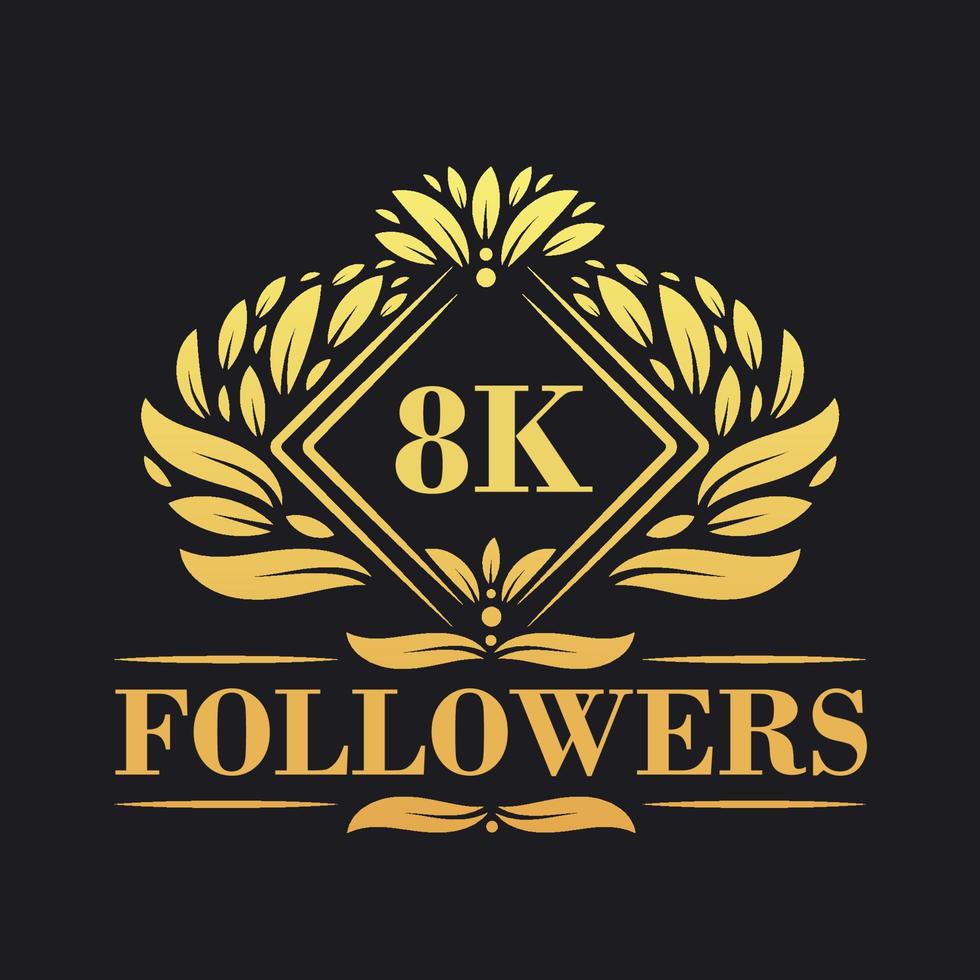 8K Followers celebration design. Luxurious 8K Followers logo for social media followers vector