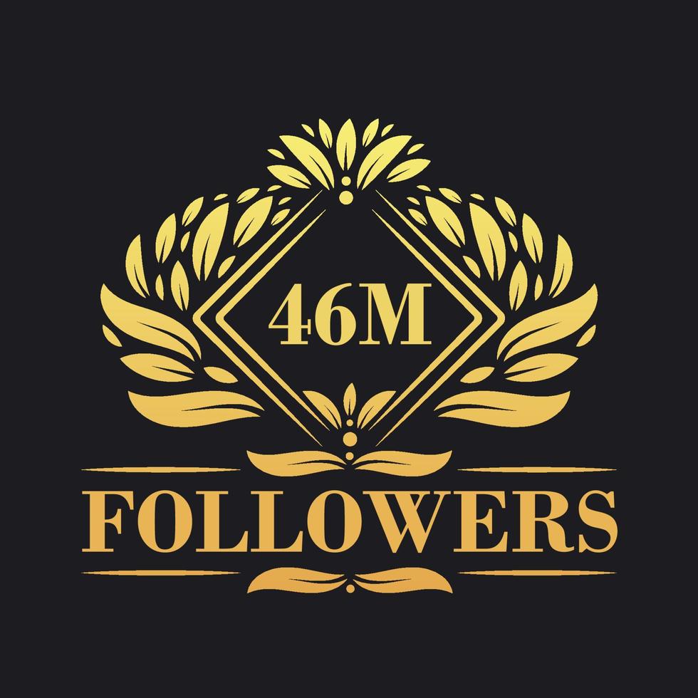 46M Followers celebration design. Luxurious 46M Followers logo for social media followers vector