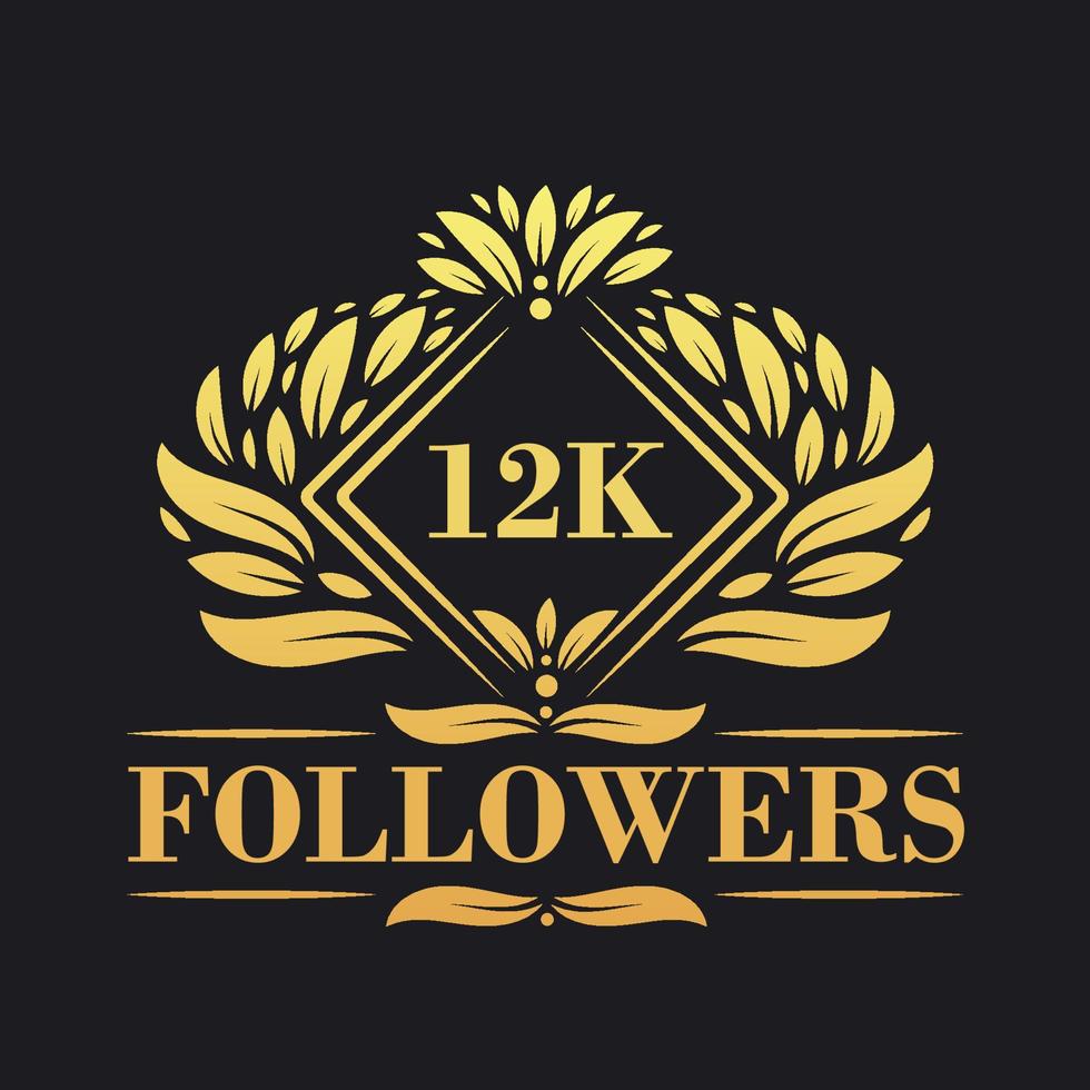 12K Followers celebration design. Luxurious 12K Followers logo for social media followers vector