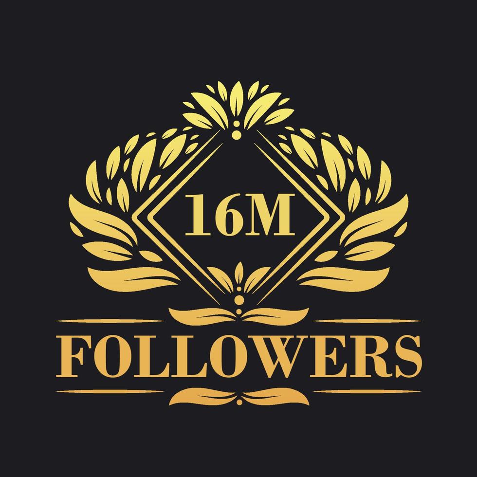 16M Followers celebration design. Luxurious 16M Followers logo for social media followers vector